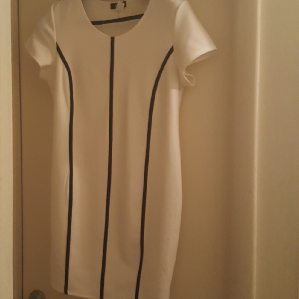 White dress with black details